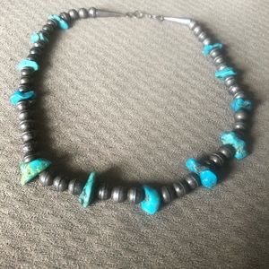 Navajo pearl sterling bead, turquoise necklace